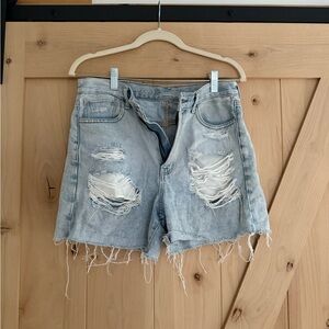 American Eagle Outfitters Light Blue Distressed Jean Shorts- Size 6